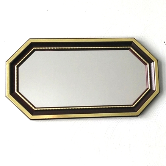 Home Interiors Octagon Mahogany gold accents mirror - Picture 1 of 15